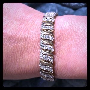 Sterling 14k overlay and diamond tennis bracelet.